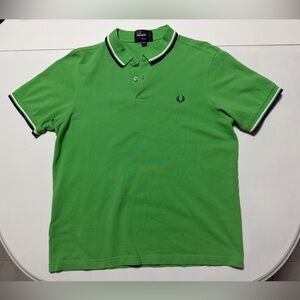 Fred Perry Green Tipped Collar Pique Polo
